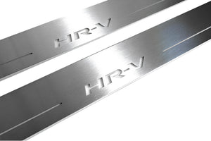 Illuminated LED Door Sill Tread Plates Honda HR-V II 2013-2022 With HR-V Logo Honda Led Door Sills opdesign