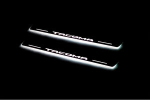 Illuminated LED Door Sill Tread Plates Toyota Tacoma III 2016+ With Tacoma Logo Toyota Led Door Sills opdesign