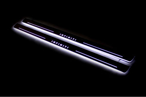 Illuminated LED Door Sill Tread Plates Infiniti Q60 2016+ With Infiniti Logo Infiniti Led Door Sills opdesign