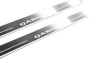 Illuminated LED Door Sill Tread Plates Nissan Qashqai III 2021+ With Qashqai Logo Nissan Led Door Sills opdesign