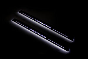 Illuminated LED Door Sill Tread Plates Chevrolet Camaro VI 2016-2024 With Camaro Logo Chevrolet Led Door Sills opdesign