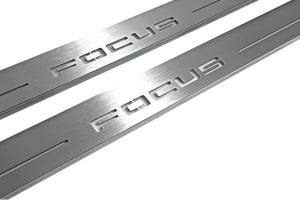 Illuminated LED Door Sill Tread Plates Ford Focus IV 2018+ With Focus Logo Ford Led Door Sills opdesign
