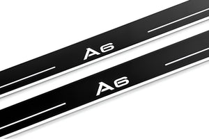 Illuminated LED Door Sill Tread Plates Audi A6 C7 2011-2018 With A6 Logo Audi Led Door Sills decoinfabric