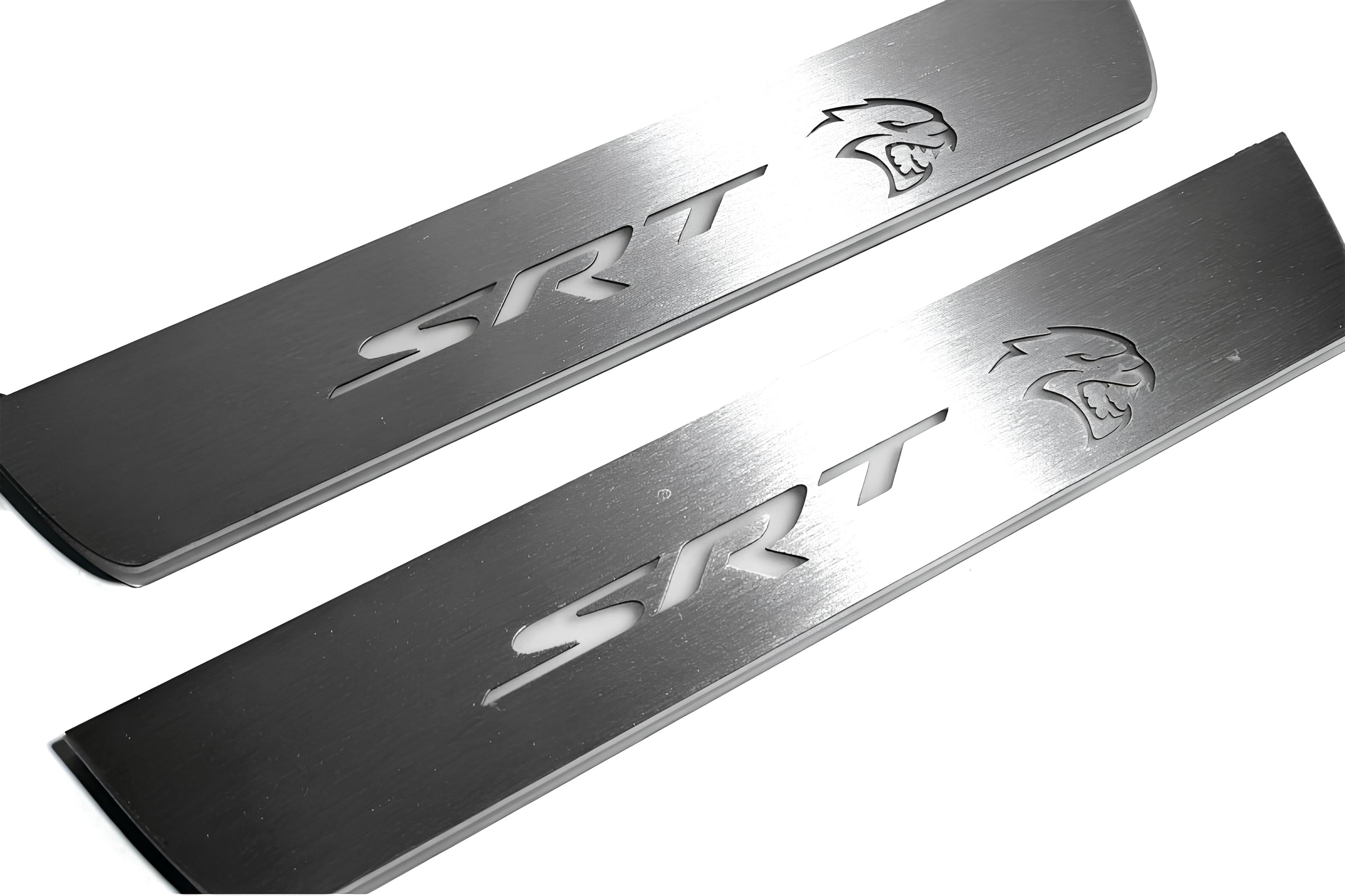Illuminated LED Door Sill Tread Plates Dodge Charger 2011-2023 With SRT Hellcat Logo Dodge Led Door Sills opdesign