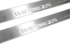 Illuminated LED Door Sill Tread Plates Subaru Impreza III 2007-2014 With Impreza Logo Subaru Led Door Sills opdesign