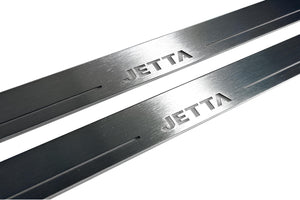 Illuminated LED Door Sill Tread Plates Volkswagen Jetta VII 2019+ With Jetta Logo Volkswagen Led Door Sills opdesign