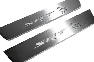Illuminated LED Door Sill Tread Plates Dodge Durango III 2011+ With SRT Hellcat Logo Dodge Led Door Sills opdesign
