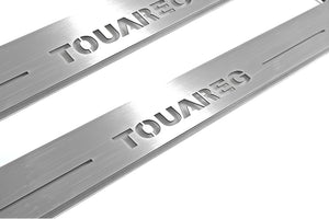 Illuminated LED Door Sill Tread Plates Volkswagen Touareg II 2010-2018 With Touareg Logo Volkswagen Led Door Sills opdesign