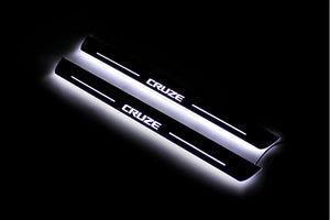 Illuminated LED Door Sill Tread Plates Chevrolet Cruze I 2008-2016 With Cruze Logo Chevrolet Led Door Sills opdesign