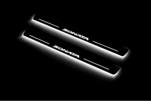 Illuminated LED Door Sill Tread Plates Hyundai Sonata VIII 2020+ With Sonata Logo Hyundai Led Door Sills opdesign