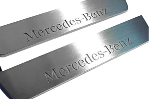 Illuminated LED Door Sill Tread Plates Mercedes ML W166 2011-2015 With Mercedes-Benz Logo Mercedes Led Door Sills opdesign