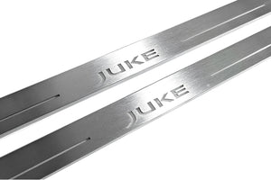 Illuminated LED Door Sill Tread Plates Nissan Juke I 2010-2020 With Juke Logo Nissan Led Door Sills opdesign