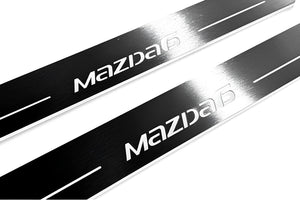 Illuminated LED Door Sill Tread Plates Mazda 6 III 2012-2024 With Mazda 6 Logo Mazda Led Door Sills opdesign