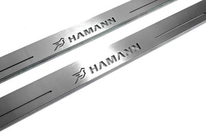 Illuminated LED Door Sill Tread Plates BMW X6 E71 2008-2015 With HAMANN Logo BMW Led Door Sills opdesign
