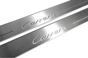 Illuminated LED Door Sill Tread Plates Porsche 911 (997) GT1 2004-2012 With Carrera Logo Porsche Led Door Sills opdesign