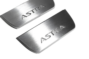 Illuminated LED Door Sill Tread Plates Opel Astra J 2009-2015 With Astra Logo Opel Led Door Sills opdesign