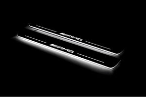 Illuminated LED Door Sill Tread Plates Mercedes ML W164 2005-2011 With AMG Logo Mercedes Led Door Sills opdesign