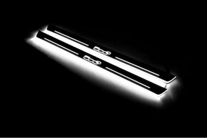 Illuminated LED Door Sill Tread Plates Fiat 500C 2009+ With 500C Logo Fiat Led Door Sills opdesign