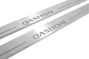 Illuminated LED Door Sill Tread Plates Nissan Qashqai II 2014-2021 With Qashqai Logo Nissan Led Door Sills opdesign