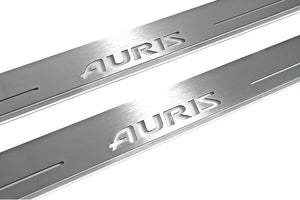 Illuminated LED Door Sill Tread Plates Toyota Auris II 2013-2018 With Auris Logo Toyota Led Door Sills opdesign