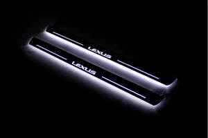 Illuminated LED Door Sill Tread Plates Lexus IS III 2013-2020 With Lexus Logo Lexus Led Door Sills opdesign