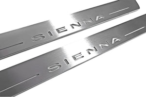 Illuminated LED Door Sill Tread Plates Toyota Sienna III 2011–2020 With Sienna Logo Toyota Led Door Sills opdesign