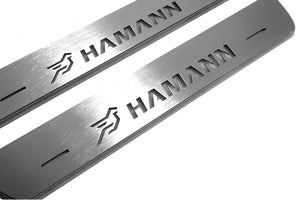 Illuminated LED Door Sill Tread Plates BMW X6 E71 2008-2015 With HAMANN Logo BMW Led Door Sills opdesign