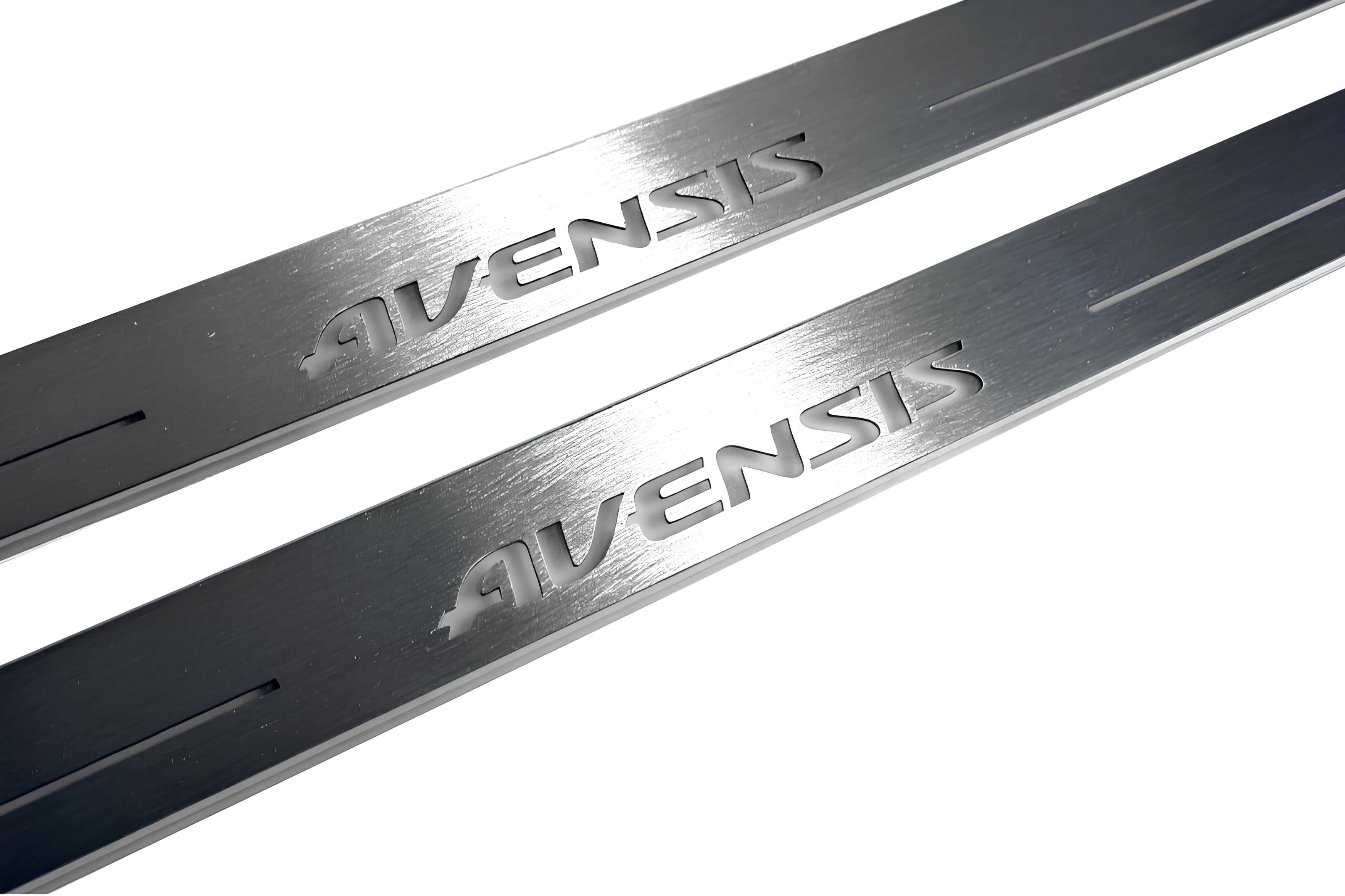 Illuminated LED Door Sill Tread Plates Toyota Avensis III 2009-2018 With Avensis Logo Toyota Led Door Sills opdesign
