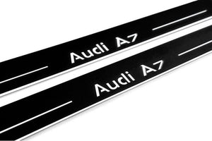 Audi A7 C7 2010-2018 LED Door Sills Illuminated Scuff Audi A7 Logo Stainless Steel Entry Guards Door Sills decoinfabric