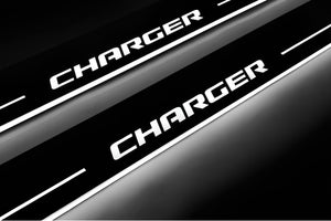 Illuminated LED Door Sill Tread Plates Dodge Charger 2011-2023 With CHARGER Logo Dodge Led Door Sills opdesign