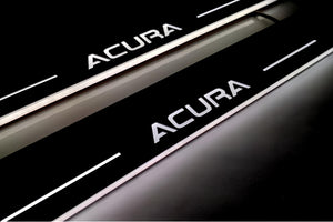 Illuminated LED Door Sill Tread Plates Acura MDX II 2006-2013 With Acura Logo Acura Led Door Sills opdesign