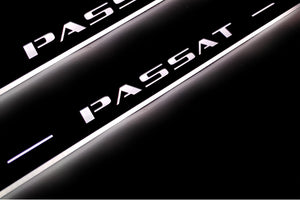Illuminated LED Door Sill Tread Plates Volkswagen Passat B7 USA 2011-2019 With Passat Logo (type 1) Volkswagen Led Door Sills opdesign