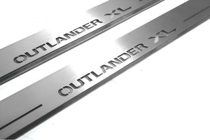 Illuminated LED Door Sill Tread Plates Mitsubishi Outlander II 2007-2012 With Outlander XL Logo Mitsubishi Led Door Sills opdesign