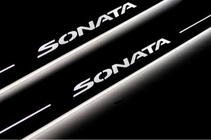 Illuminated LED Door Sill Tread Plates Hyundai Sonata VIII 2020+ With Sonata Logo Hyundai Led Door Sills opdesign
