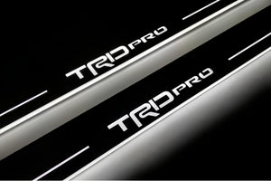 Illuminated LED Door Sill Tread Plates Toyota Tundra III 2014-2021 With TRD pro Logo Toyota Led Door Sills opdesign