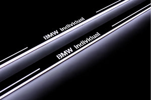 Illuminated LED Door Sill Tread Plates BMW X5 E53 1999-2006 With BMW Individual Logo BMW Led Door Sills opdesign