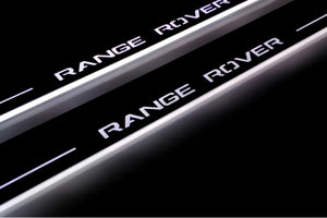 Illuminated LED Door Sill Tread Plates Range Rover Sport I 2005-2013 With Range Rover Logo Range Rover Led Door Sills opdesign