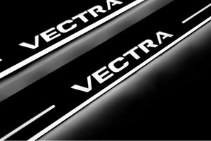 Illuminated LED Door Sill Tread Plates Opel Vectra C 2002-2008 With Vectra Logo Opel Led Door Sills opdesign
