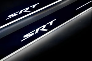 Illuminated LED Door Sill Tread Plates Dodge Charger 2011-2023 With SRT Logo Dodge Led Door Sills opdesign