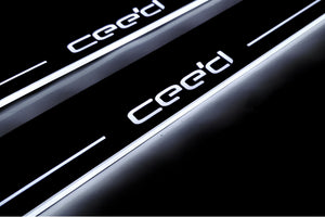 Illuminated LED Door Sill Tread Plates KIA Ceed II 2012-2018 With Cee`d Logo KIA Led Door Sills opdesign