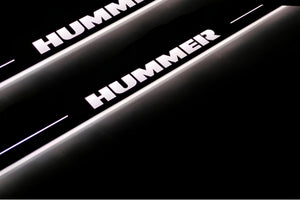 Illuminated LED Door Sill Tread Plates Hummer H2 2002-2009 With Hummer Logo Hummer Led Door Sills opdesign