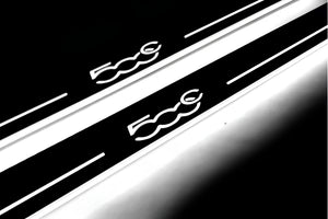 Illuminated LED Door Sill Tread Plates Fiat 500C 2009+ With 500C Logo Fiat Led Door Sills opdesign