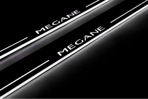 Illuminated LED Door Sill Tread Plates Renault Megane III 2009-2015 With Megane Logo Renault Led Door Sills opdesign