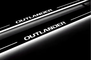 Illuminated LED Door Sill Tread Plates Mitsubishi Outlander II 2007-2012 With Outlander Logo Mitsubishi Led Door Sills opdesign
