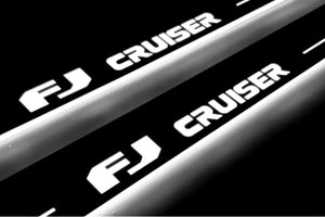 Illuminated LED Door Sill Tread Plates Toyota FJ Cruiser 2006-2022 With FJ Cruiser Logo Toyota Led Door Sills opdesign