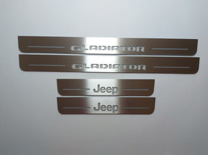 Illuminated LED Door Sill Tread Plates Jeep Gladiator JT 2019+ With Jeep Gladiator Logo Jeep Led Door Sills opdesign