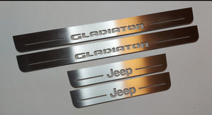 Illuminated LED Door Sill Tread Plates Jeep Gladiator JT 2019+ With Jeep Gladiator Logo Jeep Led Door Sills opdesign