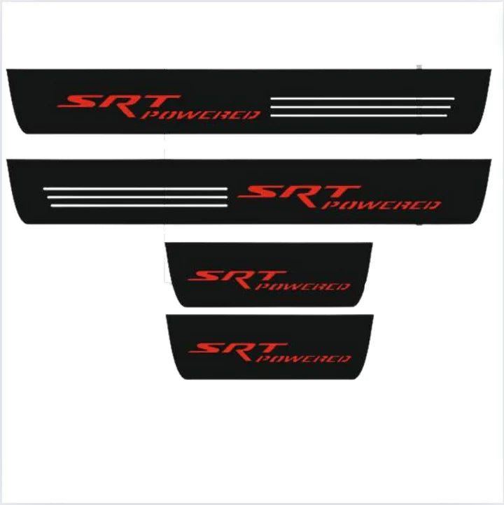 Illuminated LED Door Sill Tread Plates Dodge Charger 2023+ With SRT POWERED Logo (Type 2) Dodge Led Door Sills opdesign