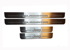 Illuminated LED Door Sill Tread Plates Jeep Gladiator JT 2019+ With Jeep Gladiator Logo Jeep Led Door Sills opdesign