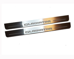 Illuminated LED Door Sill Tread Plates Jeep Gladiator JT 2019+ With Jeep Gladiator Logo Jeep Led Door Sills opdesign